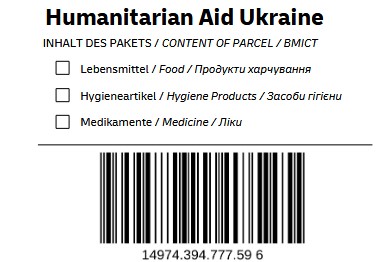 Dorfladen Label Menschen helfen Menschen Ukraine Versandetikett